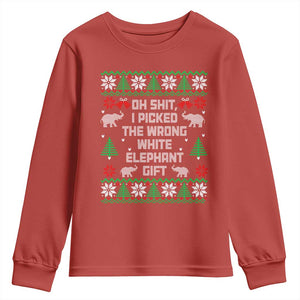 Funny Oh Shit I Picked The Wrong White Elephant Gift Youth Sweatshirt Christmas Gift Exchange TS11 Red Print Your Wear