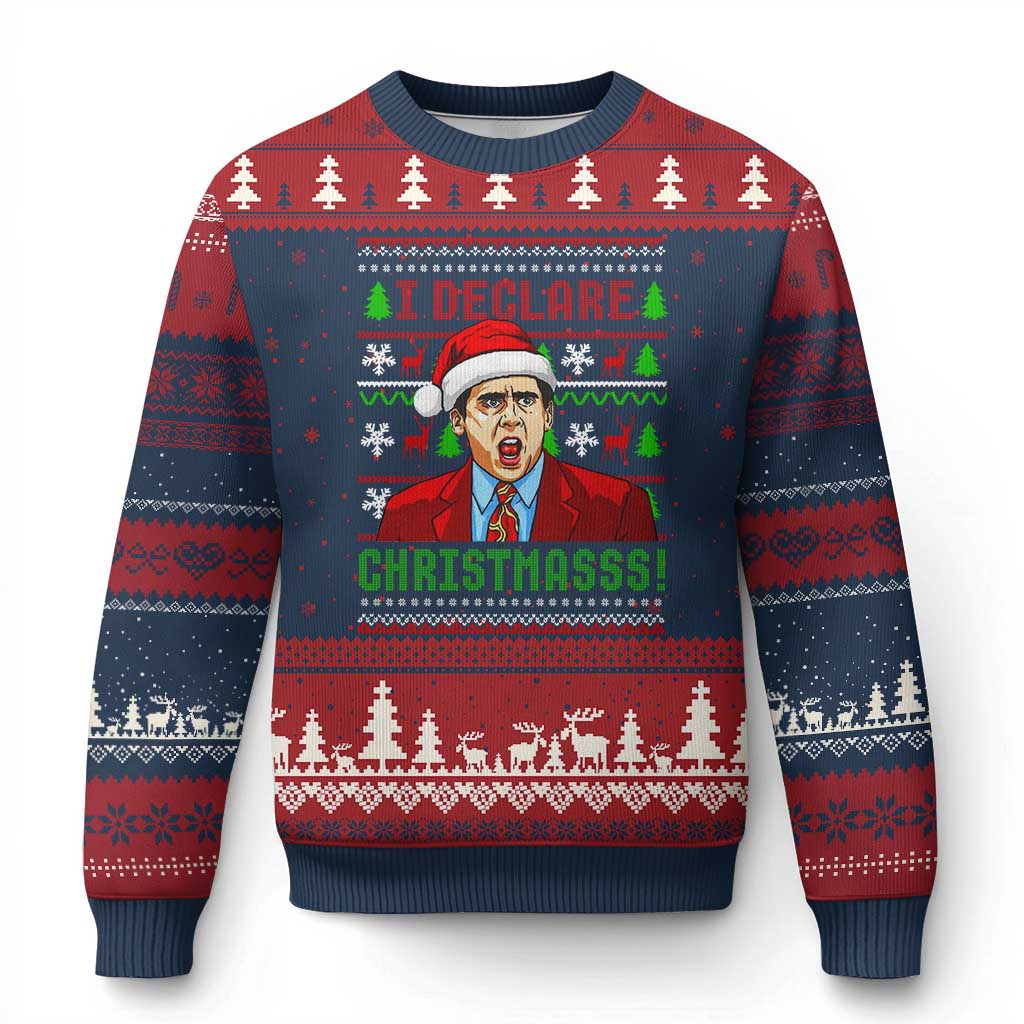 Funny I Declare Xmas Ugly Christmas Sweater Funny Xmas Office Holiday Meme TS11 Navy Red Print Your Wear