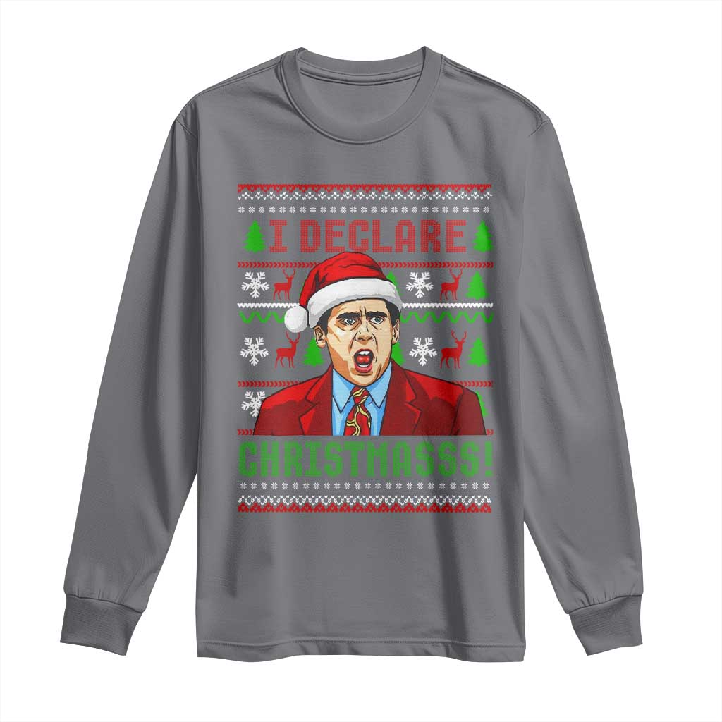 Funny I Declare Christmas Long Sleeve Shirt Funny Christmas Office Holiday Meme TS11 Charcoal Print Your Wear