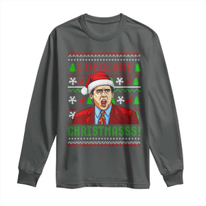 Funny I Declare Christmas Long Sleeve Shirt Funny Christmas Office Holiday Meme TS11 Dark Heather Print Your Wear