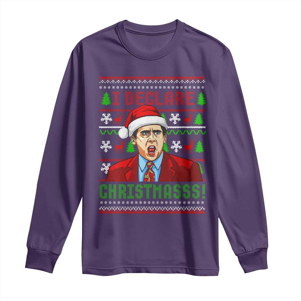 Funny I Declare Christmas Long Sleeve Shirt Funny Christmas Office Holiday Meme TS11 Purple Print Your Wear