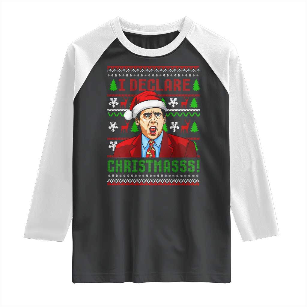 Funny I Declare Christmas Raglan Shirt Funny Christmas Office Holiday Meme TS11 Black White Print Your Wear