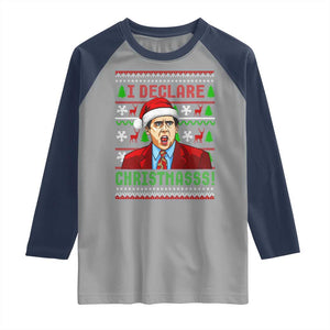 Funny I Declare Christmas Raglan Shirt Funny Christmas Office Holiday Meme TS11 Sport Gray Navy Print Your Wear