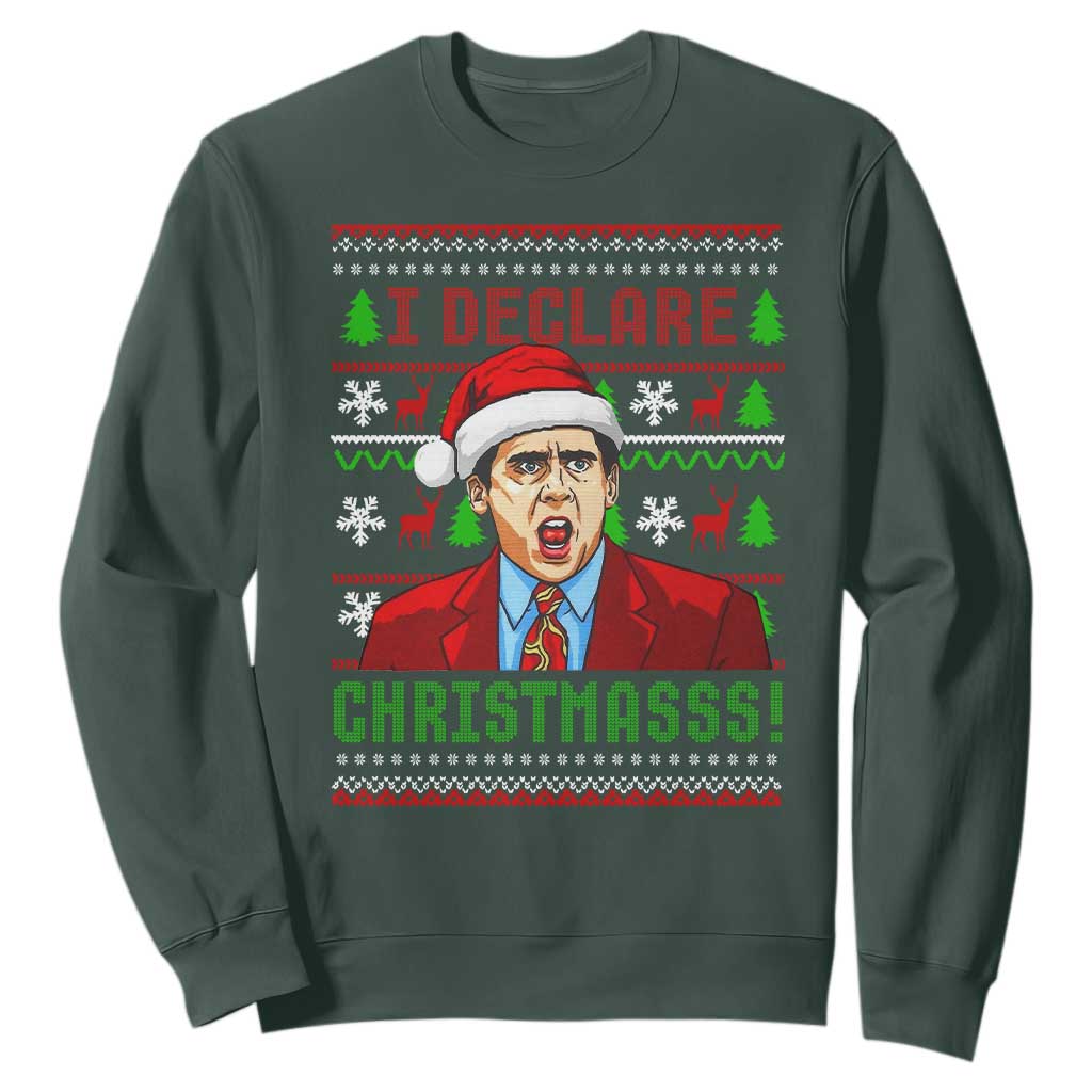 Funny I Declare Christmas Sweatshirt Funny Christmas Office Holiday Meme TS11 Dark Forest Green Print Your Wear