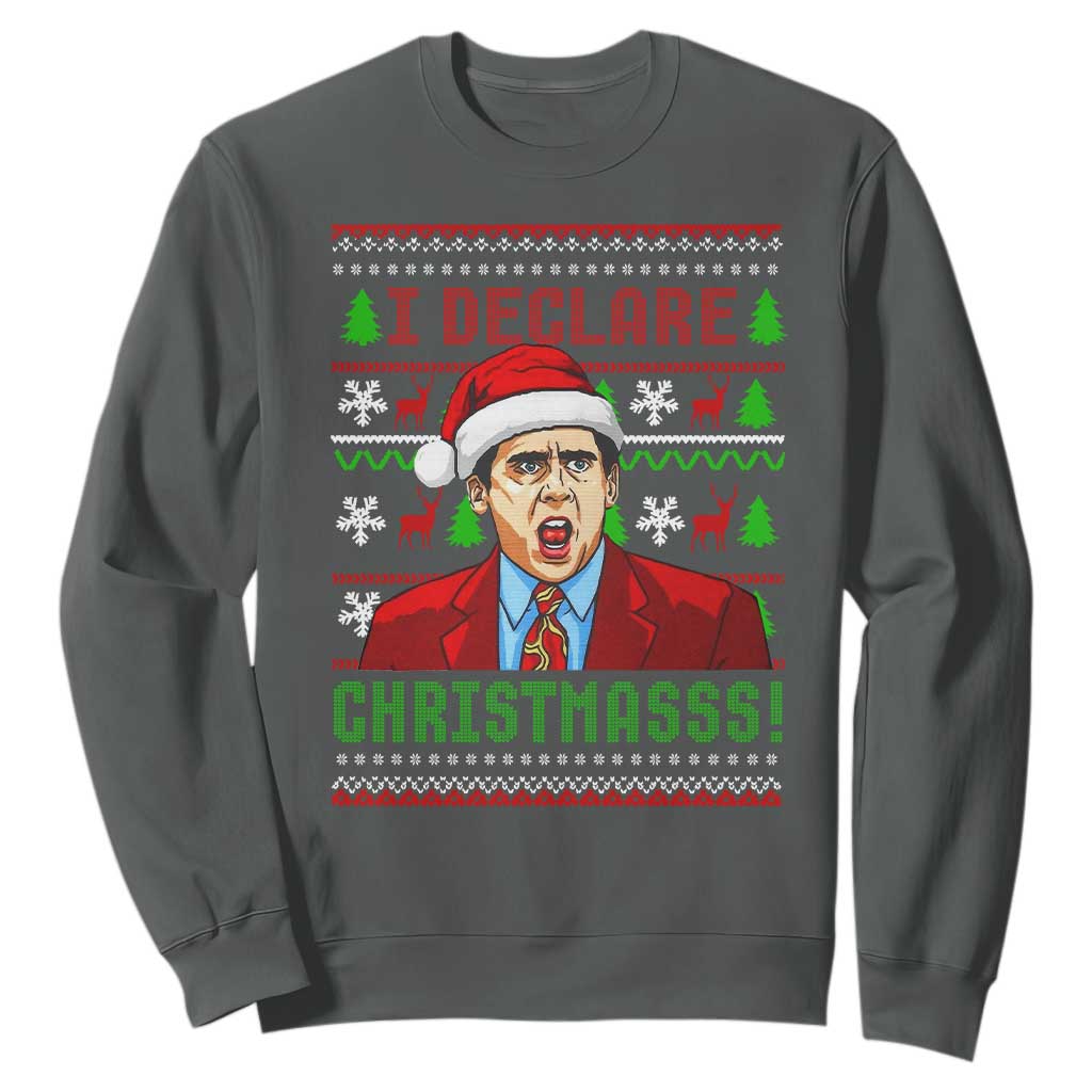 Funny I Declare Christmas Sweatshirt Funny Christmas Office Holiday Meme TS11 Dark Heather Print Your Wear