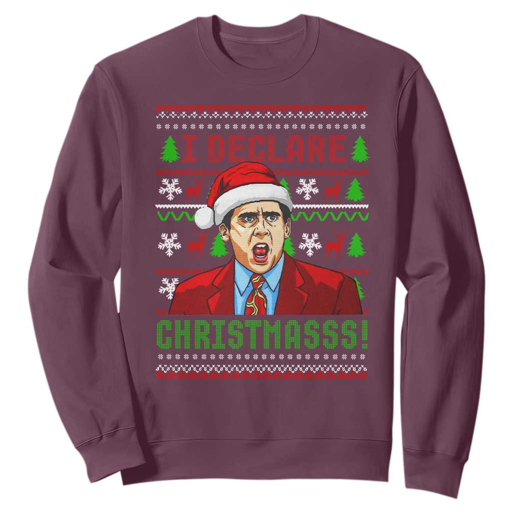 Funny I Declare Christmas Sweatshirt Funny Christmas Office Holiday Meme TS11 Maroon Print Your Wear