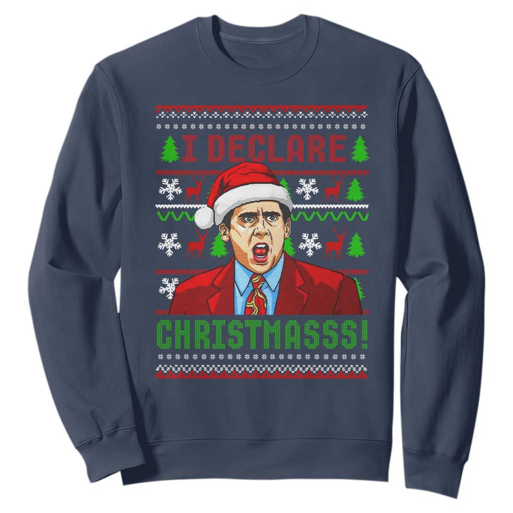 Funny I Declare Christmas Sweatshirt Funny Christmas Office Holiday Meme TS11 Navy Print Your Wear