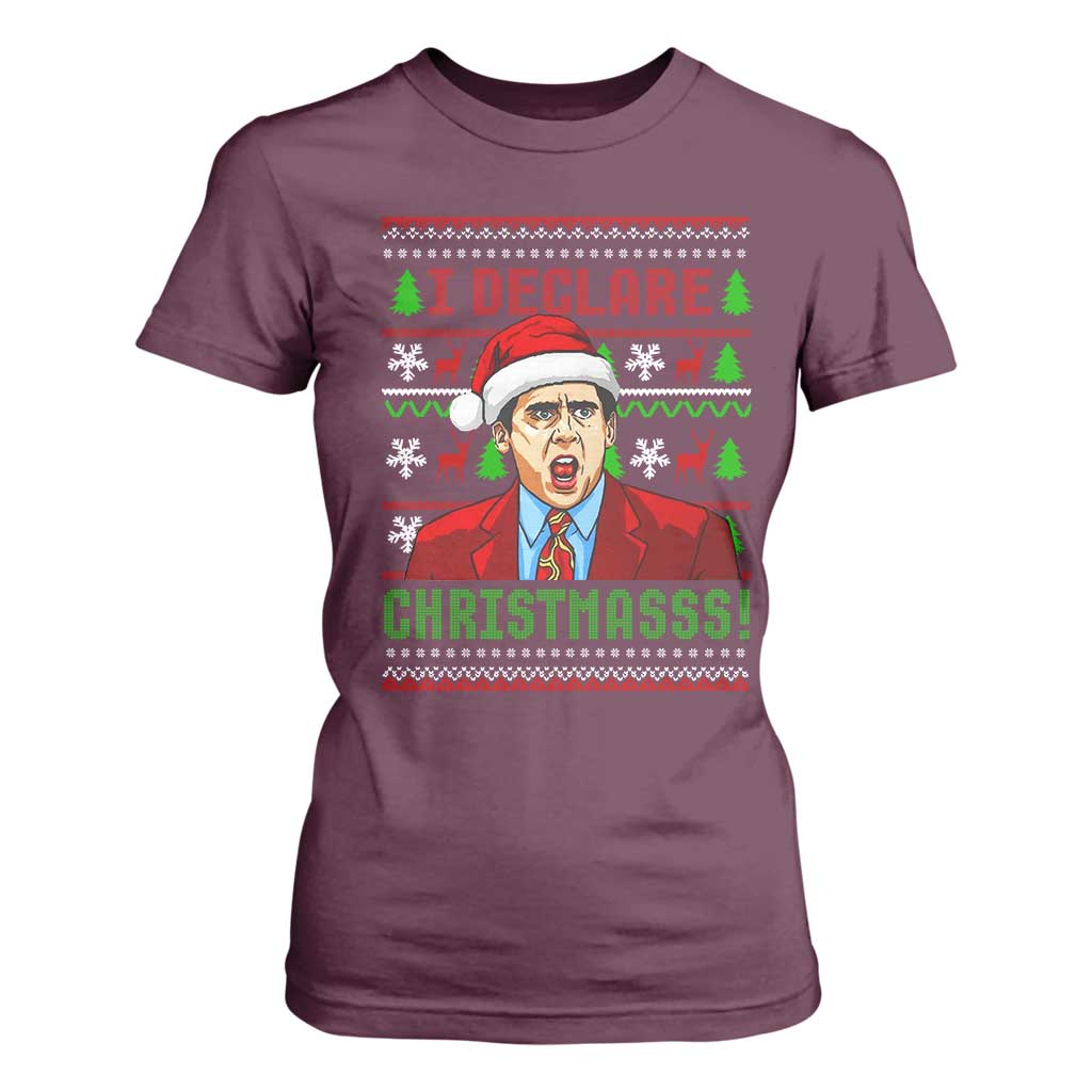 Funny I Declare Christmas T Shirt For Women Funny Christmas Office Holiday Meme TS11 Maroon Print Your Wear