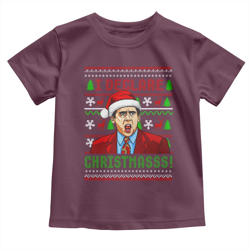 Funny I Declare Christmas Toddler T Shirt Funny Christmas Office Holiday Meme TS11 Maroon Print Your Wear