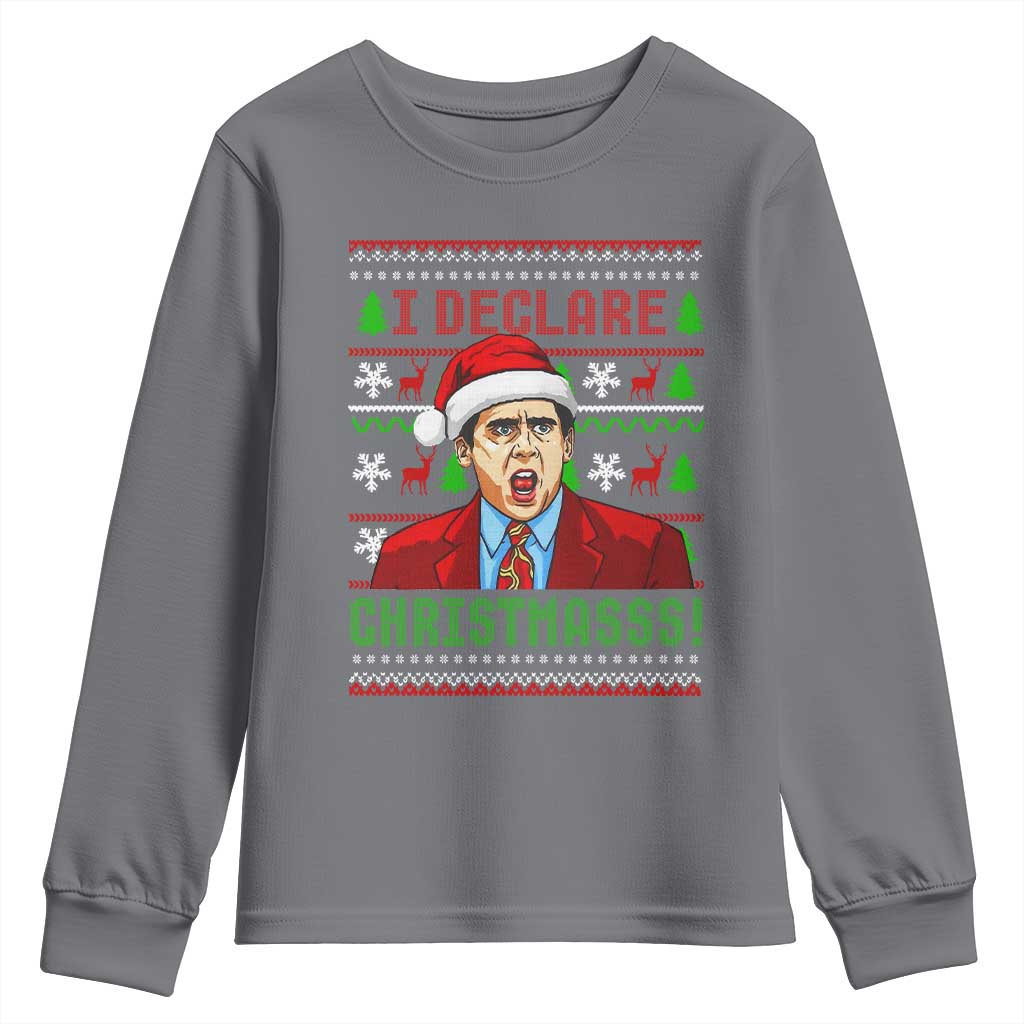 Funny I Declare Christmas Youth Sweatshirt Funny Christmas Office Holiday Meme TS11 Charcoal Print Your Wear