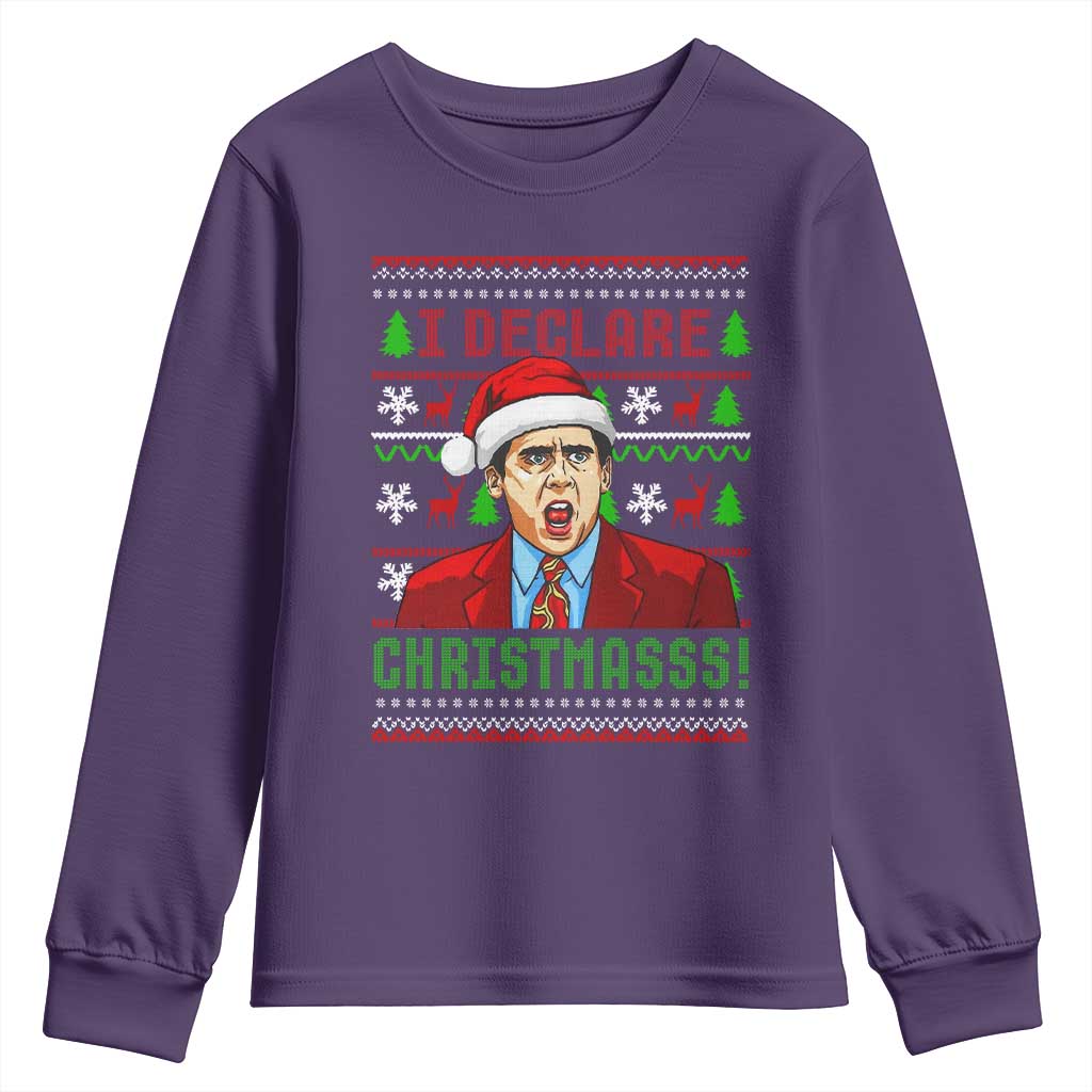 Funny I Declare Christmas Youth Sweatshirt Funny Christmas Office Holiday Meme TS11 Purple Print Your Wear