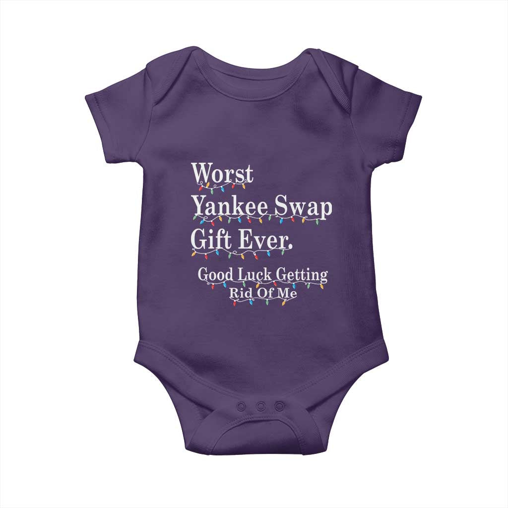 Worst Yankee Swap Gift Ever Good Luck Getting Rid Of Me Baby Onesie Christmas Gift Exchange TS11 Purple Print Your Wear