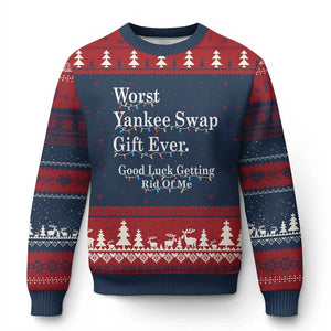 Worst Yankee Swap Gift Ever Good Luck Getting Rid Of Me Ugly Christmas Sweater Xmas Gift Exchange TS11 Navy Red Print Your Wear