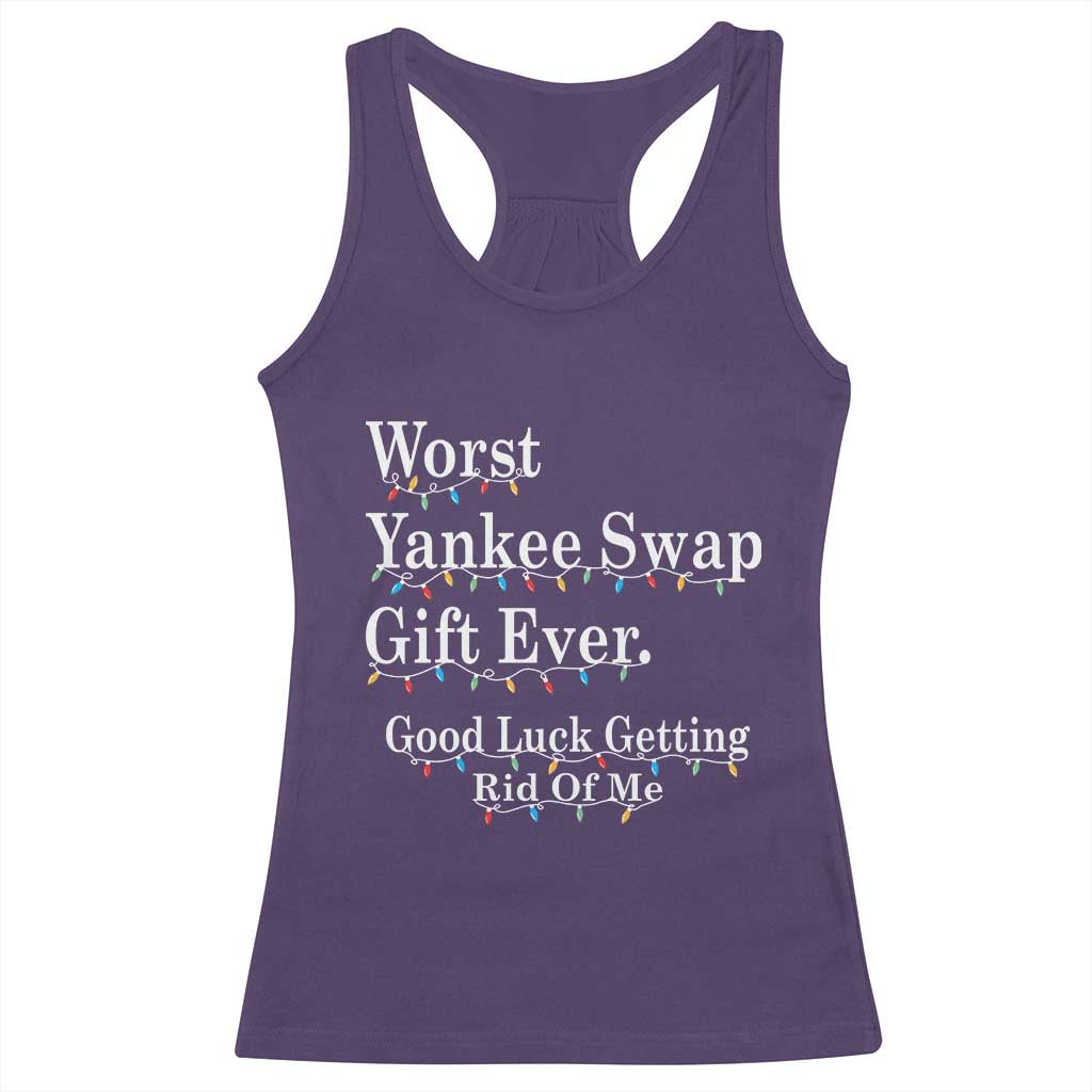 Worst Yankee Swap Gift Ever Good Luck Getting Rid Of Me Racerback Tank Top Christmas Gift Exchange TS11 Purple Print Your Wear