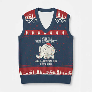 Funny I Went To A White Elephant Party And All I Got Was This Stupid V-Neck Knit Sweater Vest TS11 Navy Red Print Your Wear