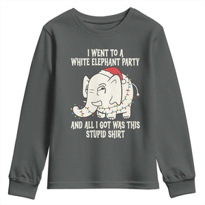 Funny I Went To A White Elephant Party And All I Got Was This Stupid Youth Sweatshirt TS11 Dark Heather Print Your Wear