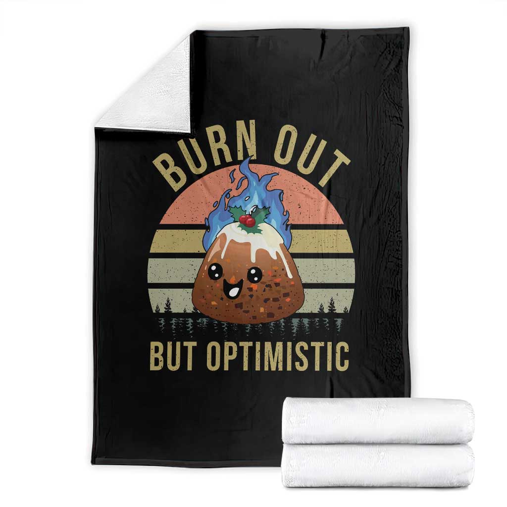 Funny Christmas Pudding Throw Blanket Burn Out But Optimistic Blue Flame TS11 Black Print Your Wear
