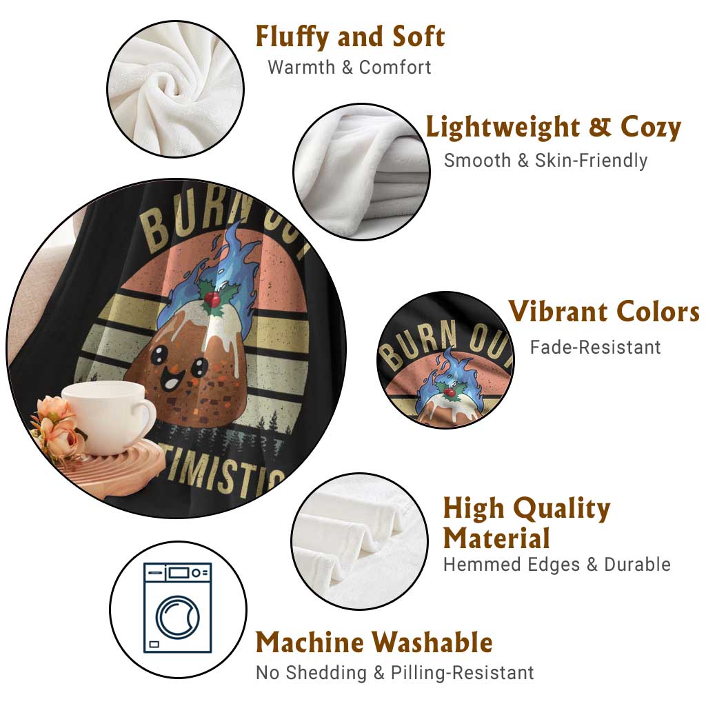 Funny Christmas Pudding Throw Blanket Burn Out But Optimistic Blue Flame TS11 Print Your Wear