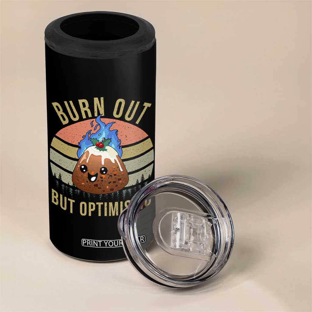 Funny Christmas Pudding 4 in 1 Can Cooler Tumbler Burn Out But Optimistic Blue Flame TS11 Print Your Wear