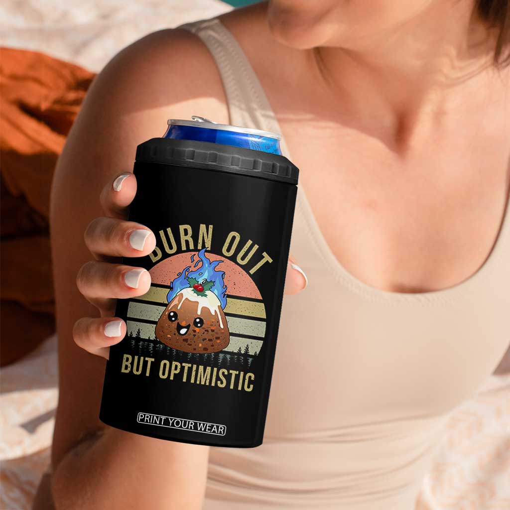 Funny Christmas Pudding 4 in 1 Can Cooler Tumbler Burn Out But Optimistic Blue Flame TS11 Print Your Wear