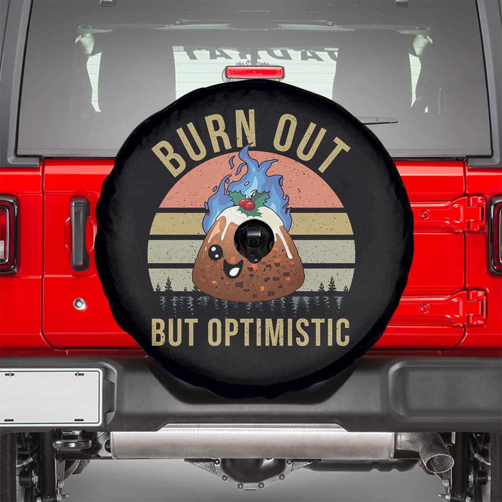 Funny Christmas Pudding Spare Tire Cover Burn Out But Optimistic Blue Flame TS11 Black Print Your Wear