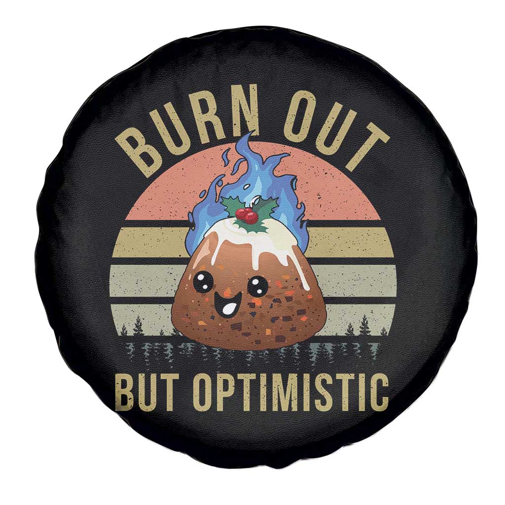 Funny Christmas Pudding Spare Tire Cover Burn Out But Optimistic Blue Flame TS11 Print Your Wear