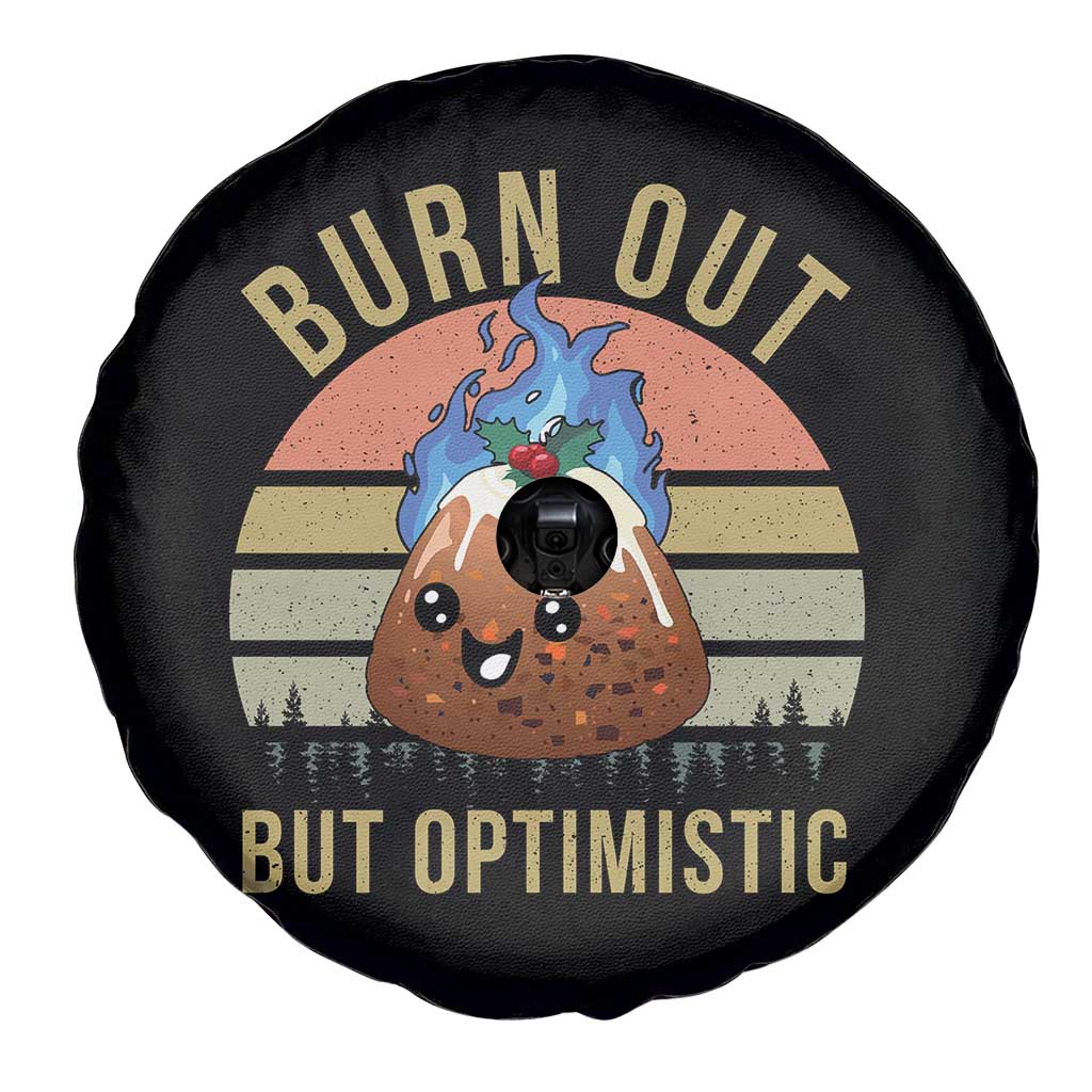 Funny Christmas Pudding Spare Tire Cover Burn Out But Optimistic Blue Flame TS11 Print Your Wear