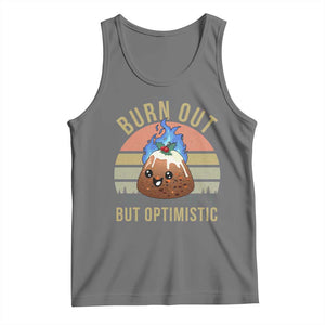 Funny Christmas Pudding Tank Top Burn Out But Optimistic Blue Flame TS11 Black Heather Print Your Wear