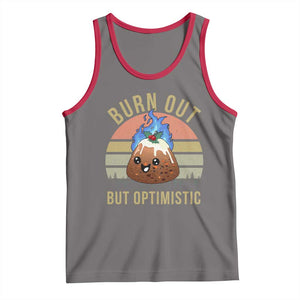 Funny Christmas Pudding Tank Top Burn Out But Optimistic Blue Flame TS11 Deep Heather Red Print Your Wear