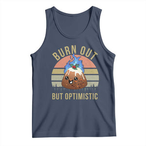 Funny Christmas Pudding Tank Top Burn Out But Optimistic Blue Flame TS11 Navy Print Your Wear
