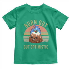 Funny Christmas Pudding Toddler T Shirt Burn Out But Optimistic Blue Flame TS11 Irish Green Print Your Wear