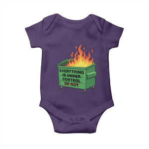 Funny Dumpster Fire Baby Onesie Everything Is Under Control Or Not TS11 Purple Print Your Wear