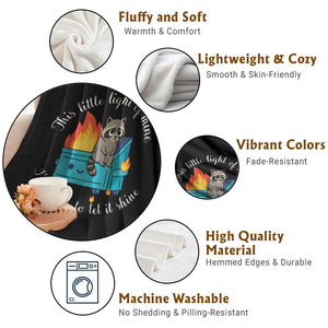 Funny Lil Dumpster Fire Racoon Throw Blanket This Little Light Of Mine I Am Going To Let It Shine TS11 Print Your Wear