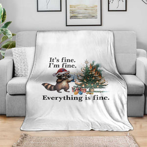 Christmas Hanukkah Racoon Throw Blanket Funny Its Fine I Am Fine Everything Is Fine TS11 Print Your Wear