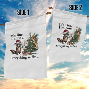 Christmas Hanukkah Racoon Garden Flag Funny Its Fine I Am Fine Everything Is Fine TS11 Print Your Wear