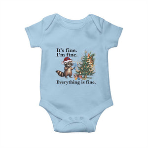 Christmas Hanukkah Racoon Baby Onesie Funny Its Fine I Am Fine Everything Is Fine TS11 Light Blue Print Your Wear