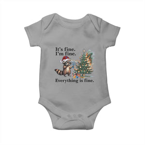 Christmas Hanukkah Racoon Baby Onesie Funny Its Fine I Am Fine Everything Is Fine TS11 Sport Gray Print Your Wear
