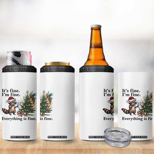 Christmas Hanukkah Racoon 4 in 1 Can Cooler Tumbler Funny Its Fine I Am Fine Everything Is Fine TS11 Print Your Wear