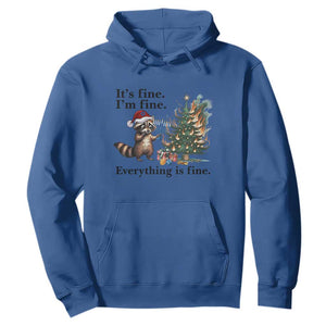 Christmas Hanukkah Racoon Hoodie Funny Its Fine I Am Fine Everything Is Fine TS11 Royal Blue Print Your Wear