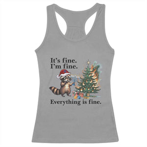 Christmas Hanukkah Racoon Racerback Tank Top Funny Its Fine I Am Fine Everything Is Fine TS11 Sport Gray Print Your Wear