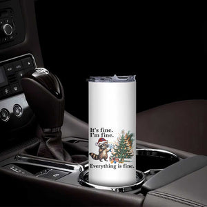 Christmas Hanukkah Racoon Skinny Tumbler Funny Its Fine I Am Fine Everything Is Fine TS11 Print Your Wear