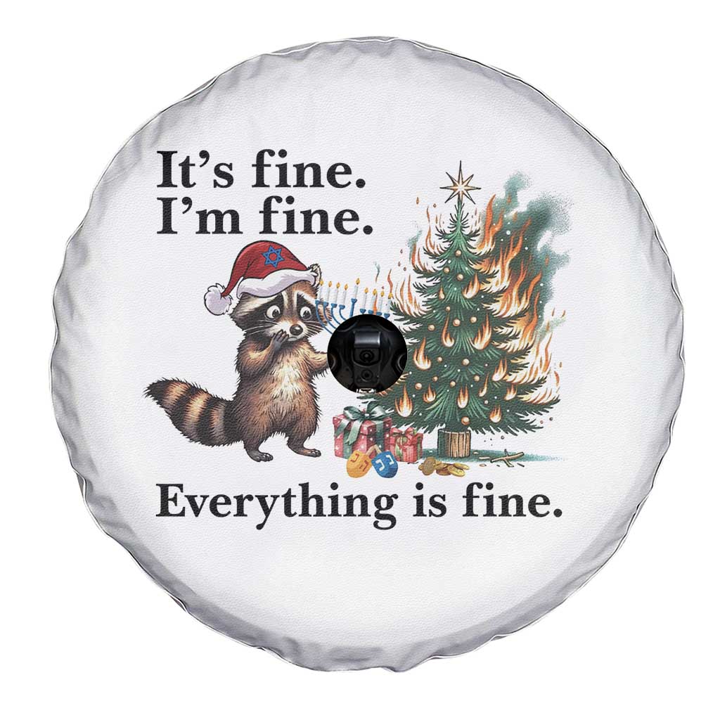 Christmas Hanukkah Racoon Spare Tire Cover Funny Its Fine I Am Fine Everything Is Fine TS11 Print Your Wear