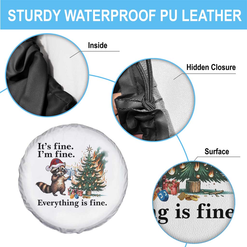 Christmas Hanukkah Racoon Spare Tire Cover Funny Its Fine I Am Fine Everything Is Fine TS11 Print Your Wear