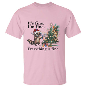 Christmas Hanukkah Racoon T Shirt Funny Its Fine I Am Fine Everything Is Fine TS11 Light Pink Print Your Wear