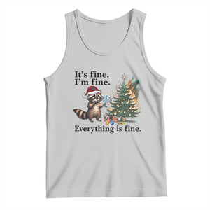 Christmas Hanukkah Racoon Tank Top Funny Its Fine I Am Fine Everything Is Fine TS11 Ash Print Your Wear