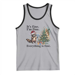 Christmas Hanukkah Racoon Tank Top Funny Its Fine I Am Fine Everything Is Fine TS11 Athletic Heather Black Print Your Wear