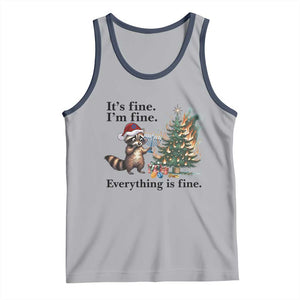 Christmas Hanukkah Racoon Tank Top Funny Its Fine I Am Fine Everything Is Fine TS11 Athletic Heather Navy Print Your Wear