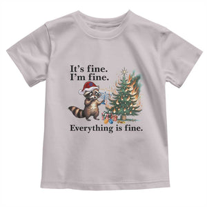 Christmas Hanukkah Racoon Toddler T Shirt Funny Its Fine I Am Fine Everything Is Fine TS11 Ice Gray Print Your Wear