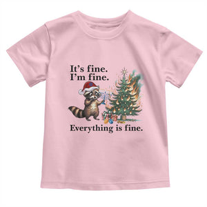Christmas Hanukkah Racoon Toddler T Shirt Funny Its Fine I Am Fine Everything Is Fine TS11 Light Pink Print Your Wear