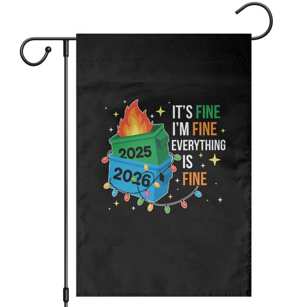Dumpster Fire Christmas Garden Flag Funny It's Fine I'm Fine Everything Is Fine TS11 Black Print Your Wear